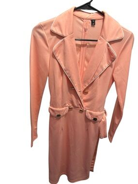 Peach Blazer Dress with Contrast Piping